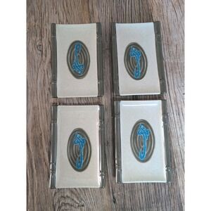 Tai Hong Wei Ware No 1503 Bamboo Four Appetizer Sushi Plates (4)  6 3/4" X 4"